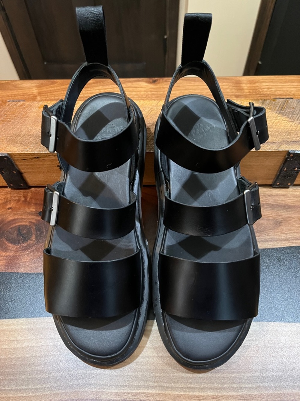 Dr Martens Gryphon Black Triple-Strap Buckle Sandals